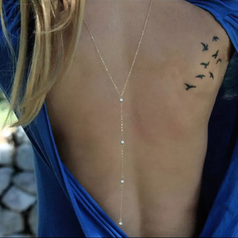 ⚜️𝟯𝟬%𝗢𝗙𝗙 𝗯𝘂𝗻𝗱𝗹𝗲𝘀 𝟯+⚜️ NEW Long Gold Drop Body Chain - Picture 5 of 10
